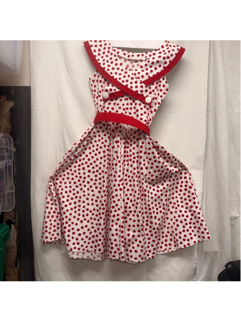 Vintage 50’s style Women's Robbie Bee Polka Dot Dress 10 White Red